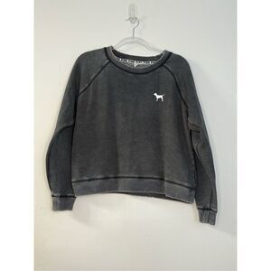 Victoria’s Secret PINK grey crop crewneck Distressed sweater size large